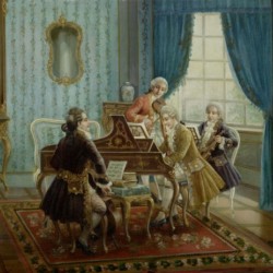 People learning to play the piano